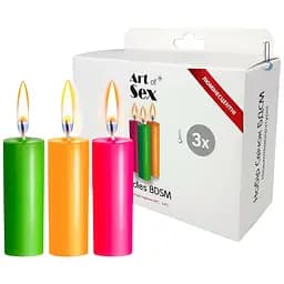 Набір низькотемпературних люмінесцентних воскових свічок Art of Sex size S, 10 см, 3 шт.