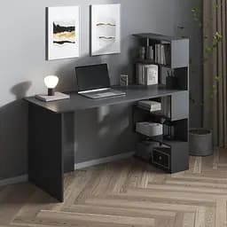Компьютерный стол Vays M-15 Антрацит, письменный с полками справа, ЛДСП, 142×60×123 см - для дома, учебы, офиса