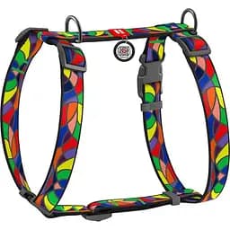 Шлея для собак анатомічна Waudog Nylon Вітраж, S, різнобарвля (5617)