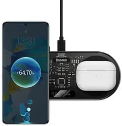 Бездротовий зарядний пристрій Baseus Digital LED Display 2-in-1 20W WXSX010101 Black - мініатюра 3