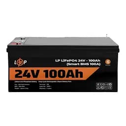 Акумулятор LP LiFePO4 24V (25,6V) - 100 Ah (2560Wh) (Smart BMS 100А) з BT пластик для ДБЖ
