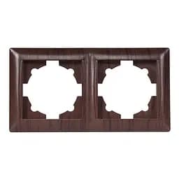 Рамка двойная горизонтальная Primera темная вишня под дерево 3922 (LUXEL) 