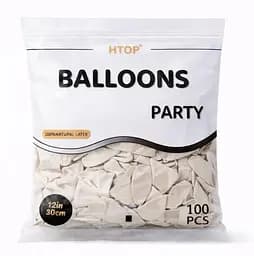 Повітряні надувні кульки HTOP Balloons Party 12 дюймів 100 шт. яскраві товари аксесуари для свята Білий - мініатюра 2