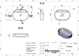 Умивальник Miraggio France mirastone black 0000994, Чорний матовий - мініатюра 3
