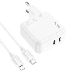 Зарядное устройство Hoco C110A Lucky 35 Вт 2 выхода спид-с + кабель Type-C Lightning