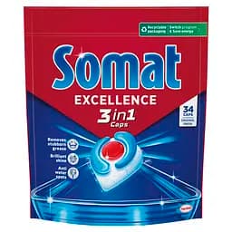 Капсули для посудомийної машини Somat Екселенс 3-в-1, 34 шт.