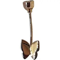 Золота сережка-пірсинг Онікс Метелик з фіанітами. ПИР00221