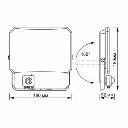 LED прожектор VIDEX F3 50W 5000K з датчиком руху 220V Black (VLE-F3-0505B-S) - мініатюра 6