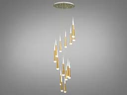 Каскадна світлодіодна люстра для холу потужністю 60 Вт, колір-золото