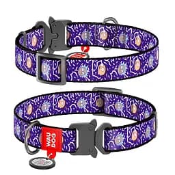 Ошейник для собак нейлоновый Waudog Nylon с QR-паспортом "Рик и Морти 2" металлическая пряжка-фастекс XL,Ш 25 мм Д 37-58