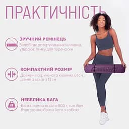 Килимок для йоги та фітнесу TPE+TC 6 мм двошаровий фіолетовий-оранжевий EasyFit fit0025076 - мініатюра 2