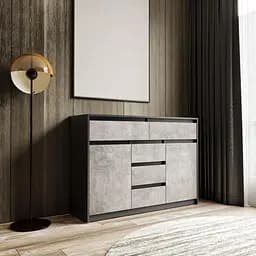 Комод Moreli T-227, 1271x910x400 мм Антрацитовый/Бетон (mo-t227-antracit-beton)