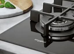 Whirlpool Варильна поверхня газова на склі, 60см, чугун, конфорка з підвійним рядом полум'я, чорний - мініатюра 6