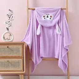 Дитячий рушник - куточок з капюшоном мікрофібра 140*70 см Бузкове