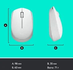 Комп'ютерна миша Logitech M171 Wireless Mouse White 910-006867 teh0022047 - мініатюра 4