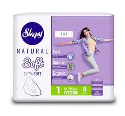 Прокладки гігієнічні Sleepy Soft Normal (240 мм) 5 крапель 8 шт. м'які, дихаючі