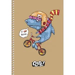 Тетрадь для записей Student А5, в клеточку, спираль, 96 л., Кит на велосипеде (A5-SC-096-6116K)
