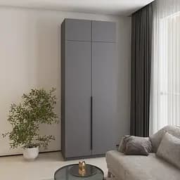 Шкаф 2-дверный с антресолью MebelStar Оскар ДСП BL-B, блок ящиков 100x52x260 см Антрацит (MBS-4850)