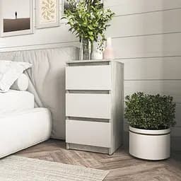 Тумба приліжкова Moreli T-216 на 3 шухляди 400x758x398 мм білий бетон (mo-t216-beton-white)