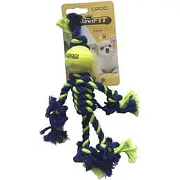 Игрушка для мелких собак Croci Канатный человечек с мячом зеленая 25 см
