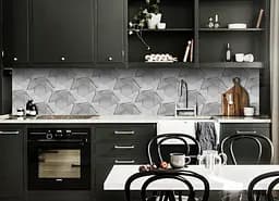 Кухонний фартух 3Д Плетіння Обман зору вінілова для кухні 65х250 см Геометрія Сірий Happy Pocket Z183882 - мініатюра 6