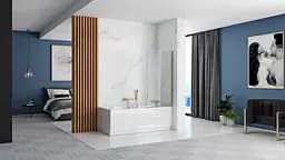 Шторка для ванни Rea Elegant gold 70 см REA-W5600, Універсальна, прозорий, золотий - мініатюра 4