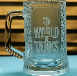 Пивний келих 660 мл World of Tanks з гравіюванням геймерська кружка для танкіста  Подарунок фанату WoT