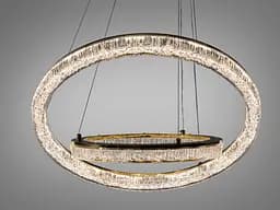 Сучасна підвісна LED люстра на 20 м2 Diasha 1712/600+400G, золото, 2 кільця, 70 W - мініатюра 3