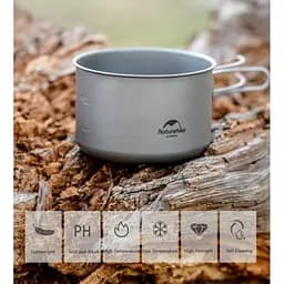 Каструля титанова зі складною ручкою 1300 мл Naturehike NH18T202-B - мініатюра 4