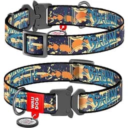 Ошейник для собак Waudog Nylon нейлоновый c QR паспортом, рисунок Бэтмен Джинс, металлическая пряжка-фастекс, XL, Ш 25 мм, Дл 35-58 см