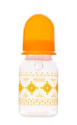 Бутылочка для кормления Baby Team, с силиконовой соской, 125 мл, оранжевы (1400_оранжевый)