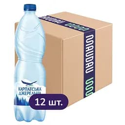 Упаковка мінеральної води Карпатська Джерельна сильногазована 12 л (1 л х 12 шт.)