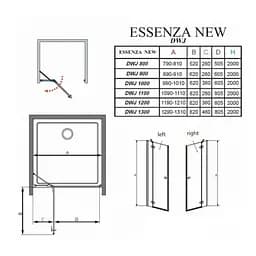 Душові двері Radaway Essenza New Black DWJ 100x200 скло прозоре, ліві (385014-54-01L) - мініатюра 7