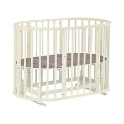 Кроватка круглая-трансформер Божья коровка 8 в 1 с маятниковым механизмом белый