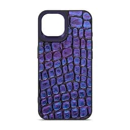 Кожаный чехол для Apple iPhone 15, Harder Kaiju Skin, синий, термополіуретан ТПУ + экокожа с эффектом фактуры монстра, панель, защита корпуса, противоударный, микрофибра, рамка вокру камеры, защита всего корпуса, (ARM76835)