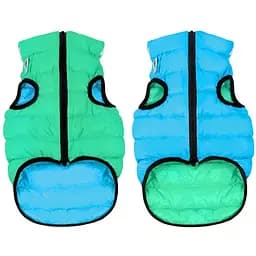 Курточка для собак AiryVest Lumi двостороння, світиться в темряві, розмір S30, салатово-голуба [CD]