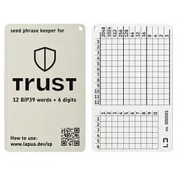 Мнемонічний планшет Lapua Seed phrase keeper for Trust Wallet (LSPKTW)