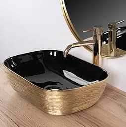 Умивальник Rea Belinda 33x46,5 black/gold brush (REA-U8780), Структурна - мініатюра 4