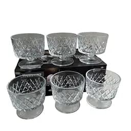 Набор стеклянных креманок Happywear Rhomb для мороженого закусок десертов на ножке 6 шт 265 мл Прозрачный