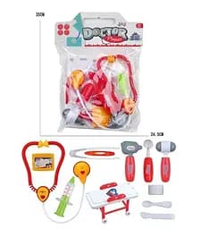 Игровой набор врача, 5507-6, кушетка, стетоскоп, шприц, отоскоп, щипцы, пластырь, нож, ложка и т.д.