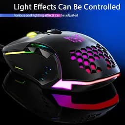 Комп'ютерна мишка Onikuma дротова ігрова комп’ютерна C12 RGB підсвітка 800-6400 DPI 7 кнопок для ПК та ноутбука чорний - мініатюра 4
