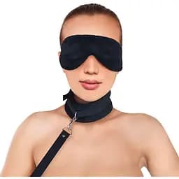 Набір нашийник з повідцем та маска Art of Sex - Soft Touch Light, Чорний