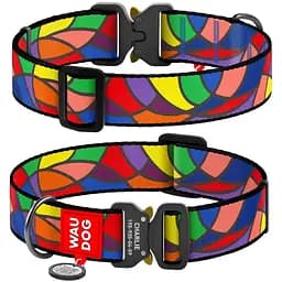 Нашийник для собак Waudog Nylon Вітраж, з QR паспортом, металева пряжка-фастекс, XXL, 43-70х3,5 см - мініатюра 3