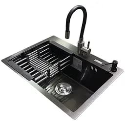 Комплект мийка + змішувач Romzha Arta U-550S BL (C)