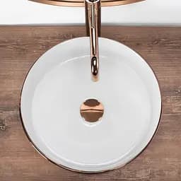 Умивальник Rea Sami rose brushed gold white накладний REA-U3303, Золотий - мініатюра 4