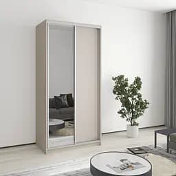 Шафа-купе дводверна MebelStar Стандарт AL ДСП/Дзеркало 100x45x210 см Кашемір (MBS-2378)