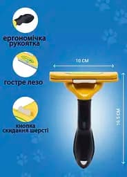 Фурмінатор для собак та котів Zoomax інструмент проти линяння та ковтунів з кнопкою 10 см  - мініатюра 4