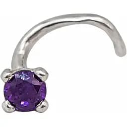 Серебряная серьга-пирсинг в нос. 1017.5С Фиолетовый