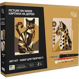 Набор для выжигания картины на дереве Rosa Start «Cats 2» с красками в коробке