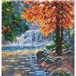 Набір для вишивання бісером Abris Art Біля водоспаду AM-163 15х15 см